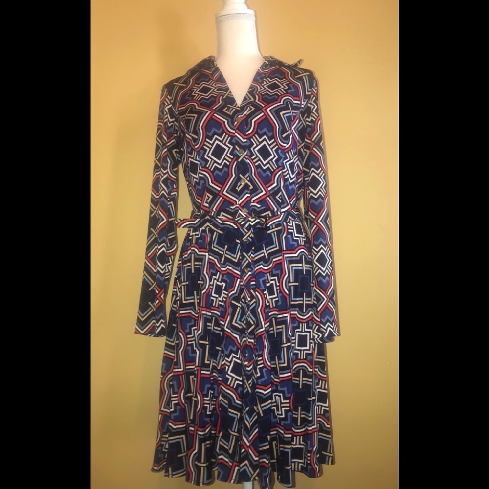 💙💛🧡CACHÉ Long Sleeve Belted Dress